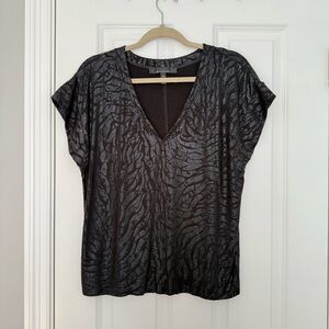 White House Black Market Black and Silver Blouse
